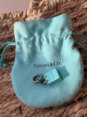 Tiffany & Co. Robin's Egg Blue Suede Pouch with Blue Cube Charm
